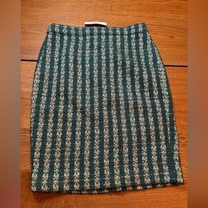 J. Crew No. 2 Pencil Skirt Emerald Tweed 4 NWT
